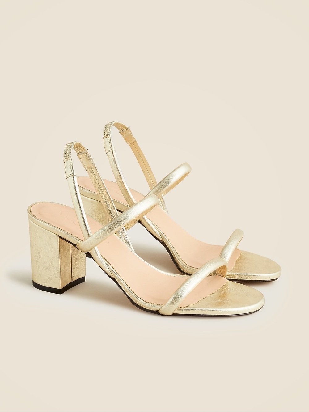 J.Crew Lucie Metallic Leather Slingback Block Heel Sandals Gold 8.5